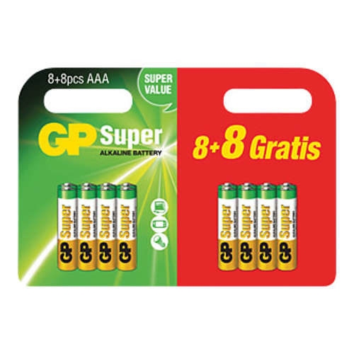 AAA batterij GP Batteries Super 8 + 8 gratis Alkaline 1.5 V 16 stuk(s)-0